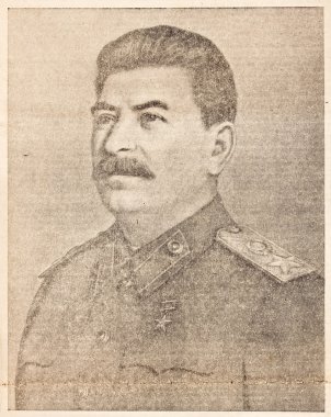 Moskova, SSCB - Mart 1953. stalin portresi gazete 