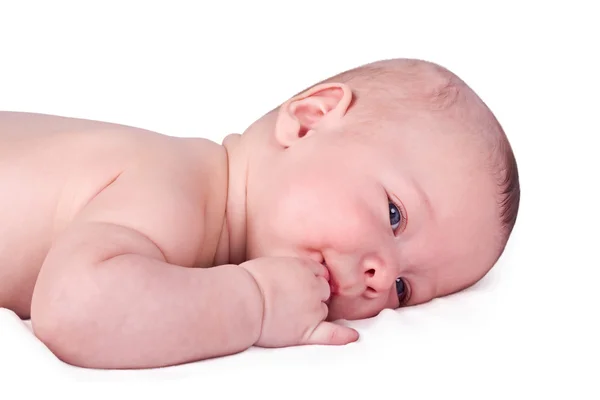 Schattige baby geïsoleerd op wit — Stockfoto