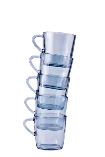 Cinque tazze trasparenti blu scuro — Foto Stock