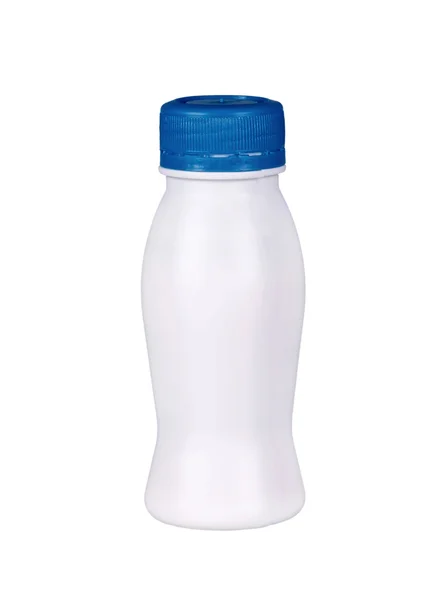 Pequena garrafa de iogurte isolado — Fotografia de Stock