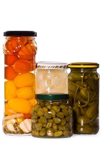 Jars of marinaded vegetables — Stock Photo, Image
