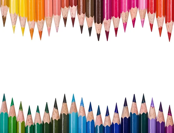 Top view of colored pencils frame arranged — Stock Photo, Image