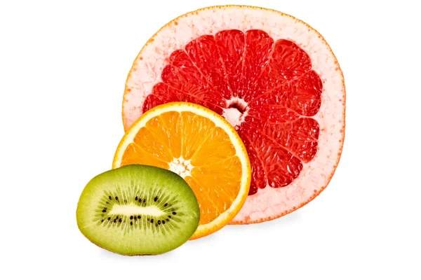 Pomelo, naranja, kiwi aislado —  Fotos de Stock