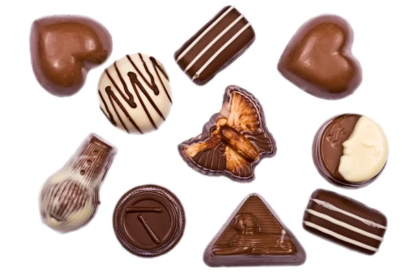 Chocolates fechar isolado — Fotografia de Stock