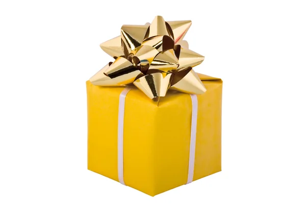 Embalagem de presente, caixa amarela — Fotografia de Stock