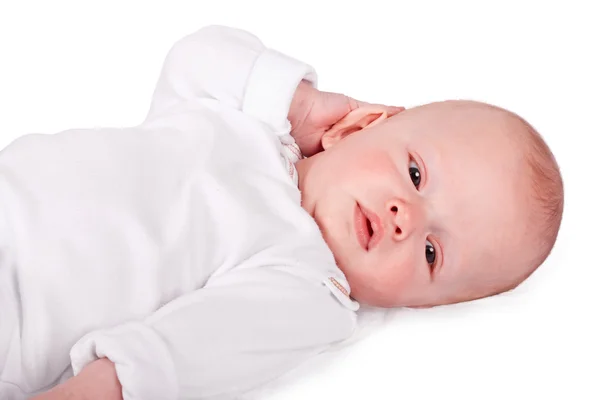 Schattige baby geïsoleerd op wit — Stockfoto