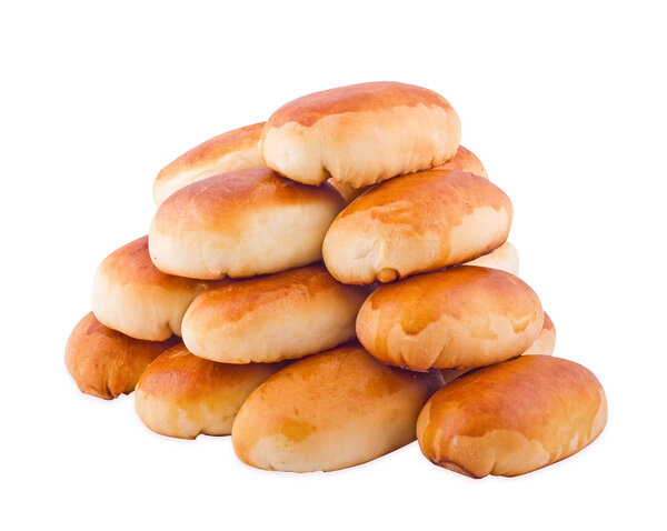 Russian pies with a stuffing on white