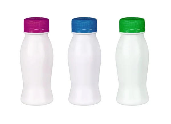 Botellas pequeñas de yogur —  Fotos de Stock