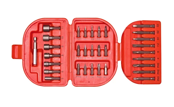 The set of different screw-drivers in a box — Stock Photo, Image