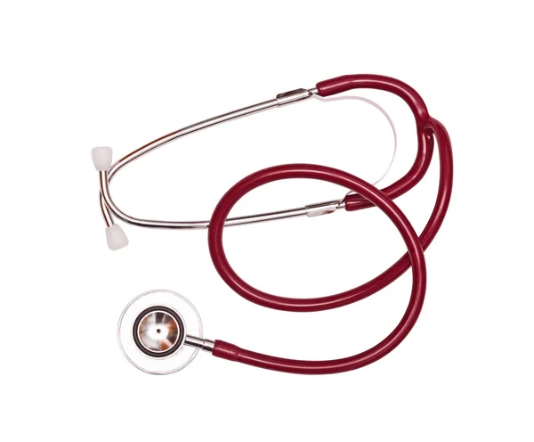 Close up of a doctor's stethoscope in red — Stock Photo, Image