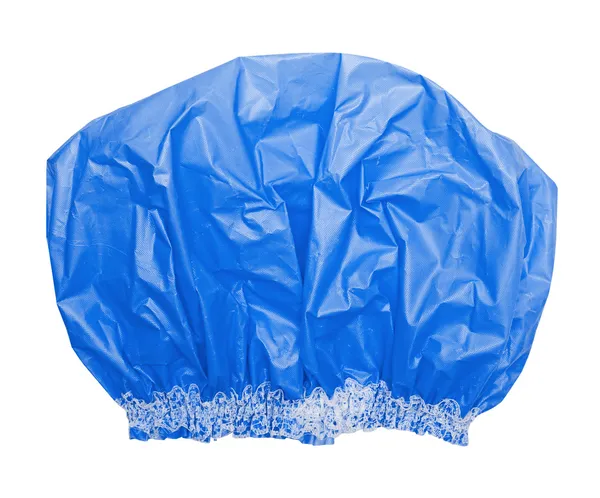 Bright blue shower cap on the white — Stock Photo, Image