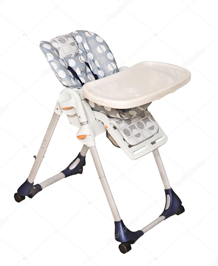 Highchair for infant feeding. Isolated on white background.