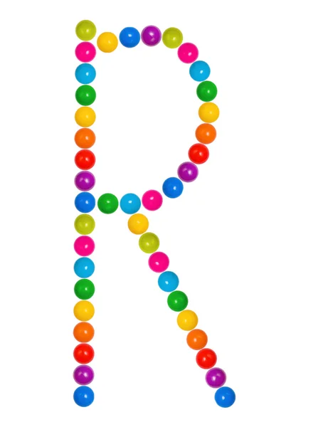 Písmeno R od plastové dětské míče na bílé — Stock fotografie