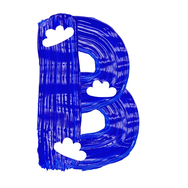 Niebieskie litery opracowane przez farby z białym cirri — Zdjęcie stockowe