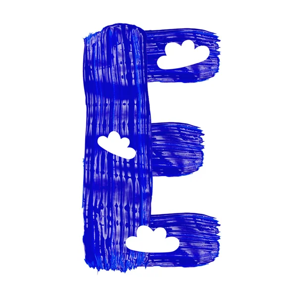 Beyaz cirri ile boyalar tarafından çizilen mavi mektup — Stok fotoğraf