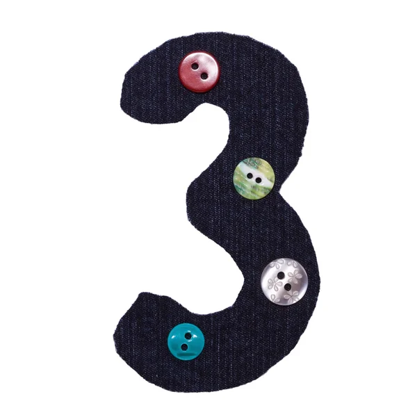 Three from fabric and button on the white — Stock Photo, Image