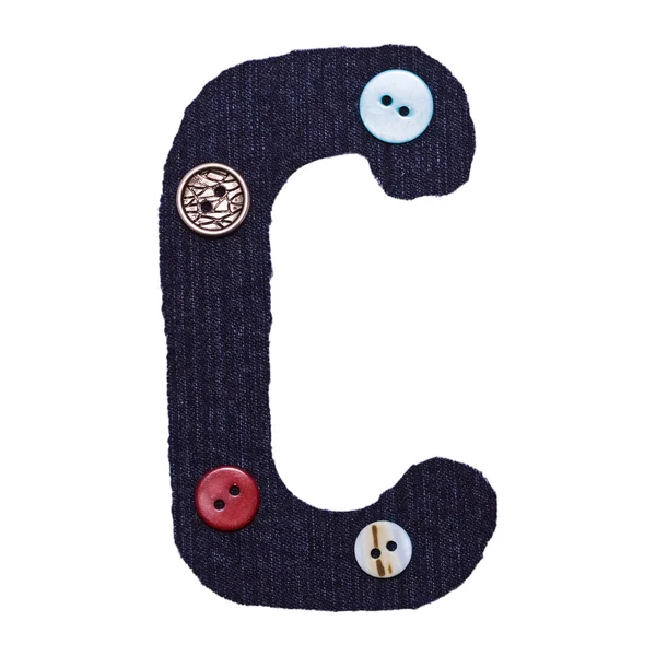 Litera c z tkaniny i przycisk biały — Zdjęcie stockowe