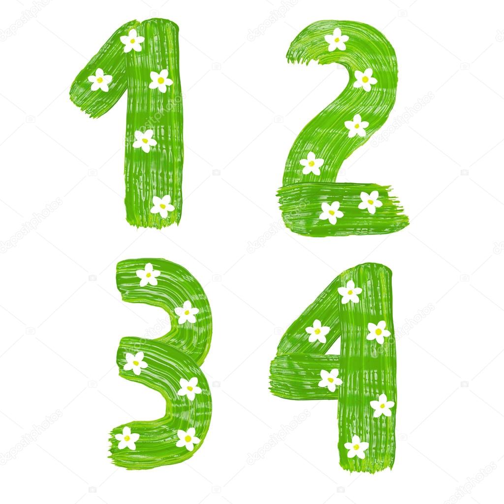 the-number-1-2-3-4-drawn-by-paints-with-white-blossom-stock-photo