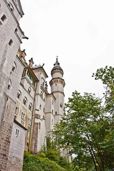 Neuschwanstein Castle, palace in southern Germany, in rainy day — Stock Photo, Image