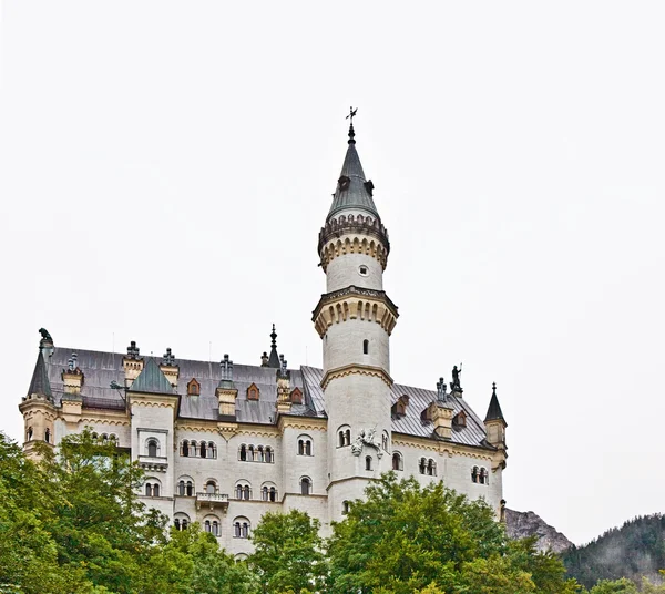 Neuschwanstein Castle, palace in southern Germany, in rainy day — Stock Photo, Image