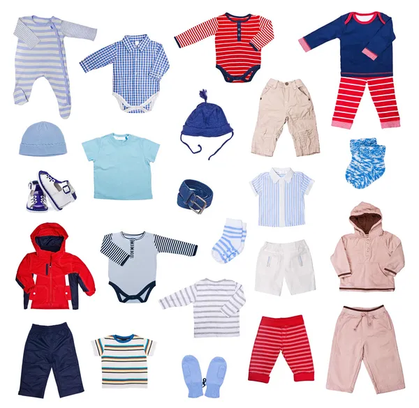 Collection of children's clothes on a white background — Stock Photo, Image