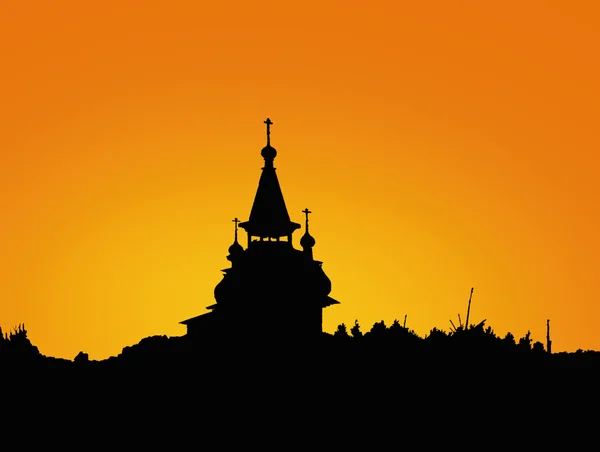 Outline of church against the evening sky — Stock Photo, Image