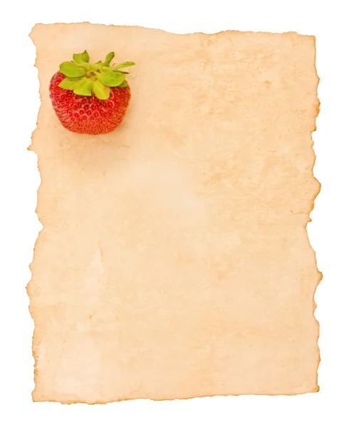 Oud papier en berry op de witte — Stockfoto