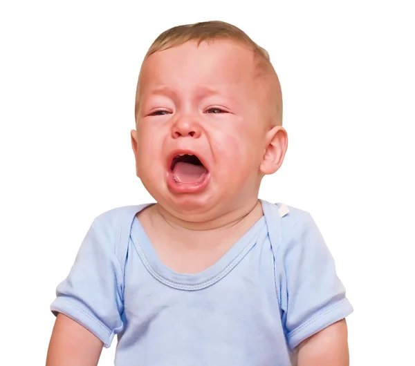 The crying boy, on white background — Stock Photo, Image