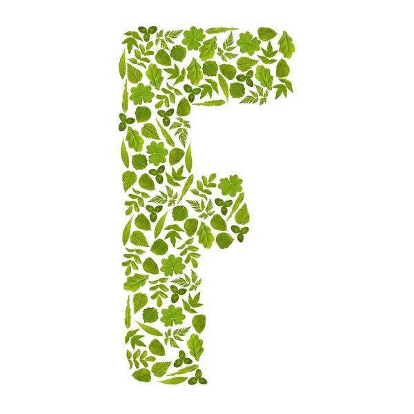 Letter F from green leafs — Stock Photo, Image