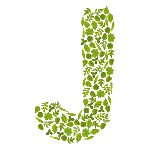 Letter J from green leafs — Stock Photo, Image