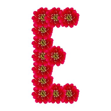 Kırmızı çiçekler den e harfi