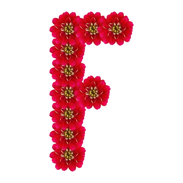 Lettre F de fleurs rouges — Photo