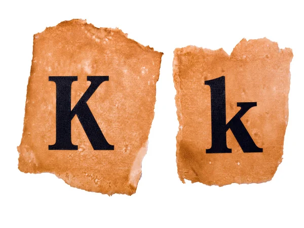 Cabecera y letra mayúscula K en el papel viejo — Foto de Stock