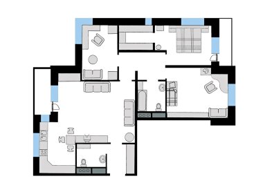mobilya düz mimarı planı üzerinde olduğunu