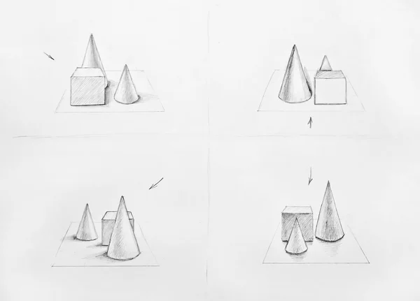 Sketches, drawing of geometrical figures