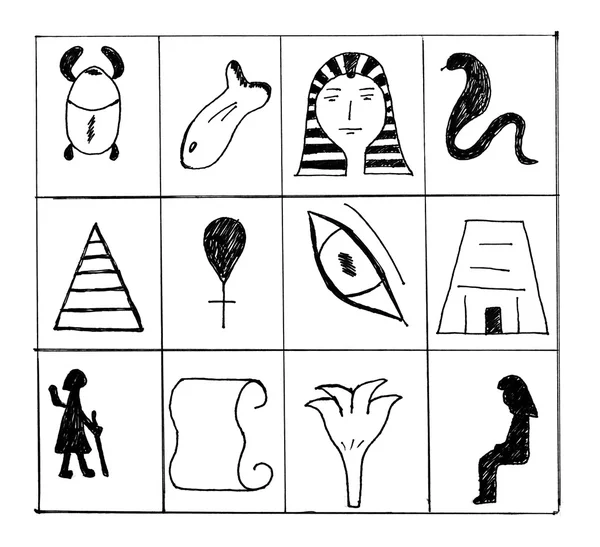 Bocetos, dibujo de elementos egipcios — Foto de Stock