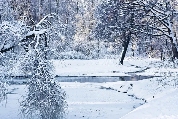 Der Winterfluss bei starkem Frost — Stockfoto