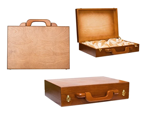 木製のケース、3 つの視点 — ストック写真