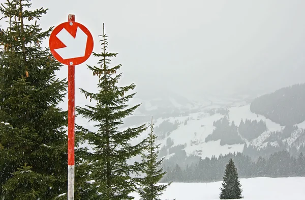 Alpine skiing track, "red track" snowfall, Kirhberg, Austria — Stock Photo, Image