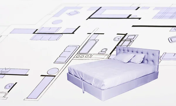 Plan of flat, bedroom — Stock Photo, Image