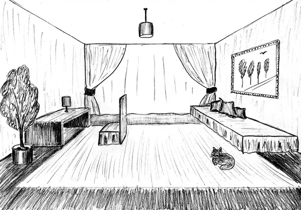 Esboço gráfico de um apartamento interior — Fotografia de Stock