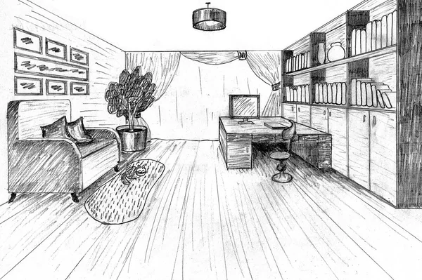 Dibujo gráfico de un apartamento interior —  Fotos de Stock