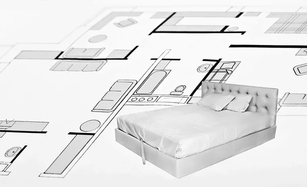 Plan av platt, sovrum — Stockfoto