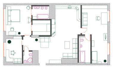 mobilya düz mimarı planı üzerinde olduğunu