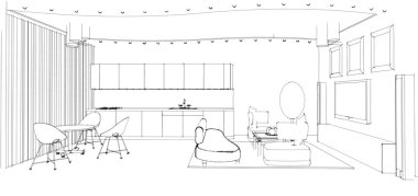 grafik çizimi oturma odası