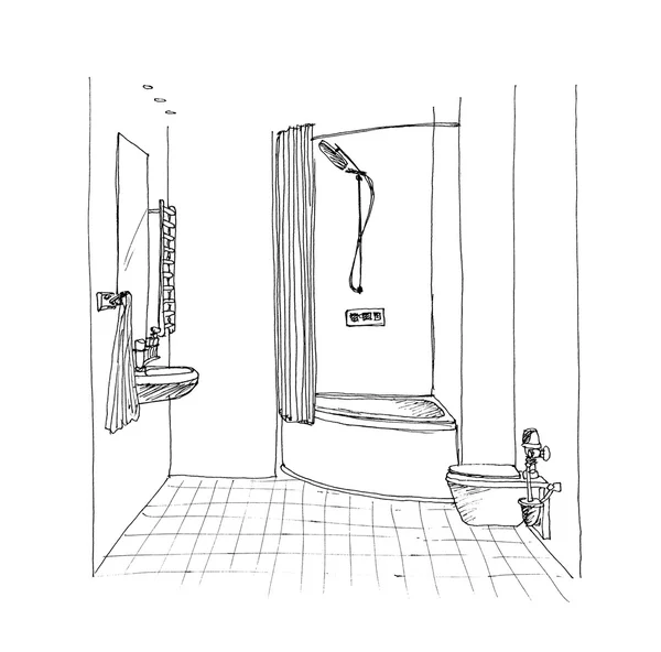 Graphic sketch a bathroom — Stock Photo, Image