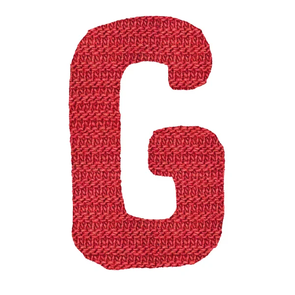 Letter G alphabet, knitted spokes structure — Stock Photo, Image