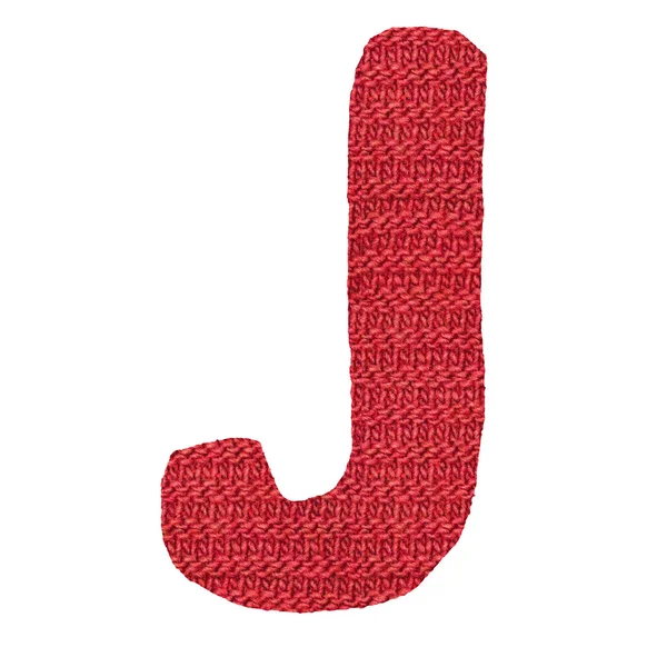 Буква J алфавит, вязаные спицы структура — стоковое фото