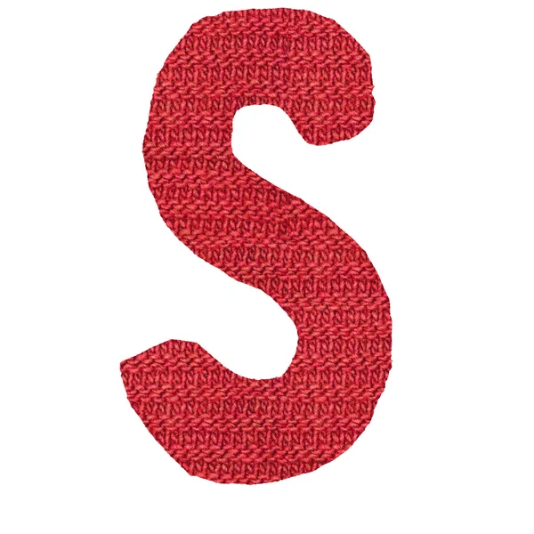 Буква S алфавит, вязаные спицы структура — стоковое фото