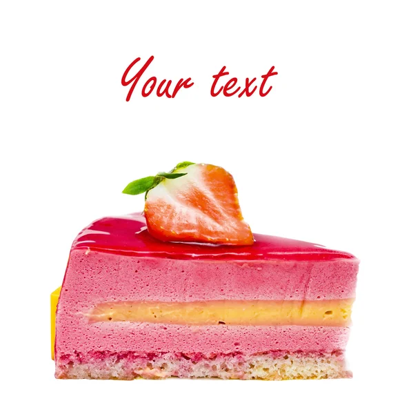 Fruit yogurt cake with place for text — Stock Photo, Image